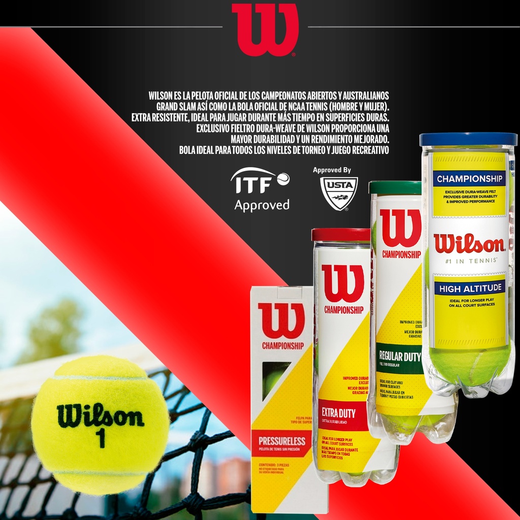 Pelotas de Tenis Wilson Championship High Altitude en Envase 3 unidades (T1002)