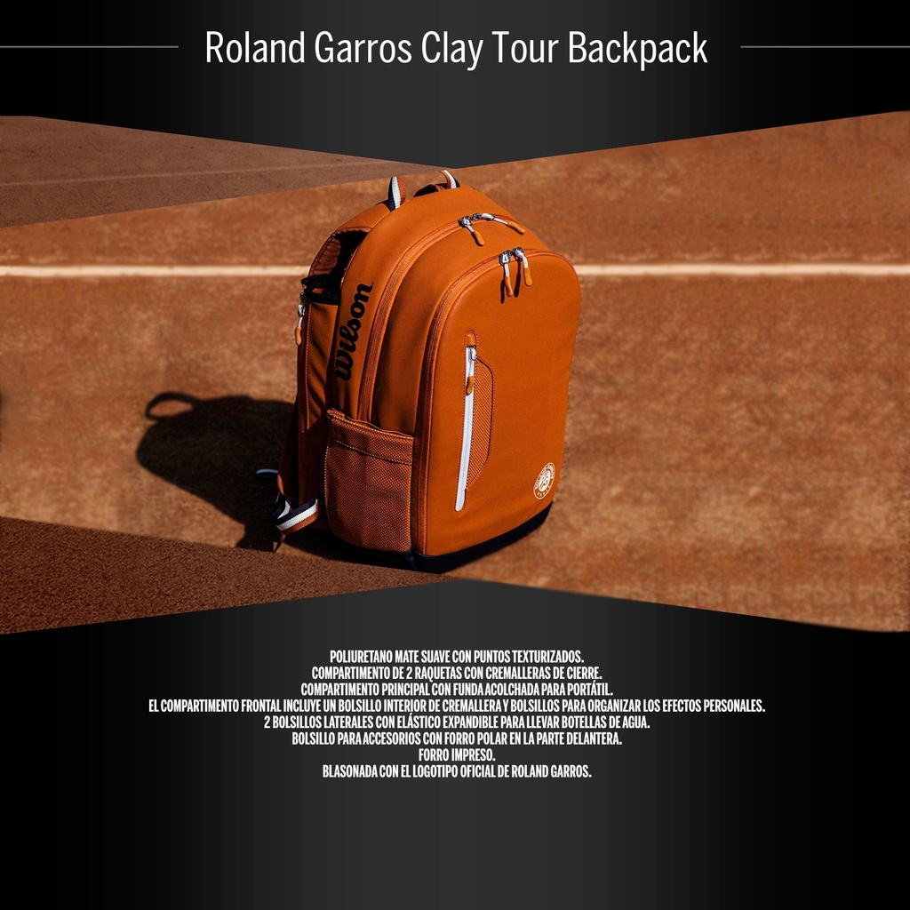 Bolso de Tenis Wilson Roland Garros Tour Backpack (Mrr/Bl) (Z660100)