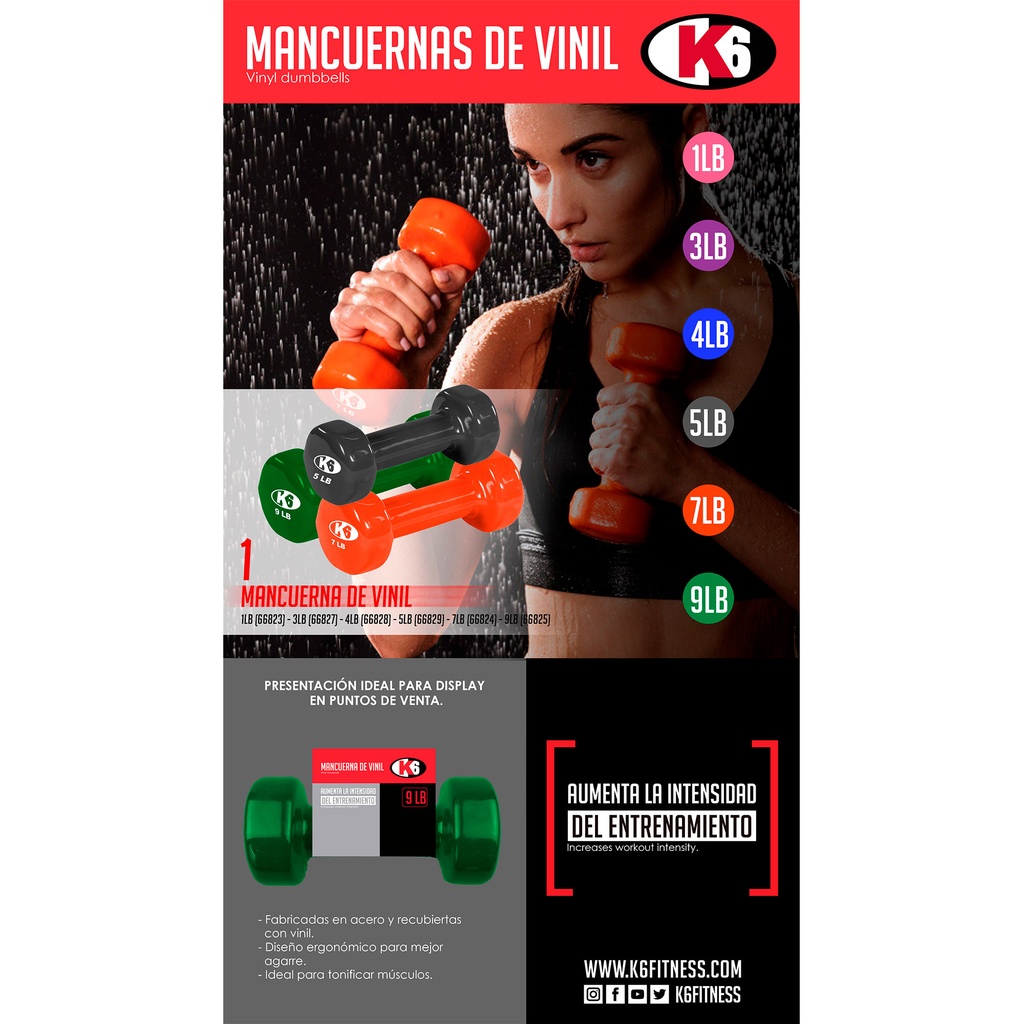 Mancuerna de Vinil K6 9Lb
