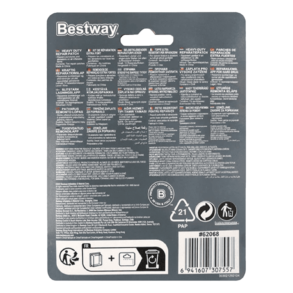Parches Reparadores Multiusos Bestway Heavy Duty 6.5cm x 6.5cm 