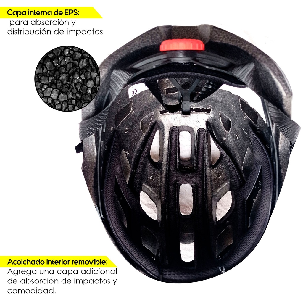 Casco de Bicicleta para Adultos BKS MTB H360 (Negro-Rojo)