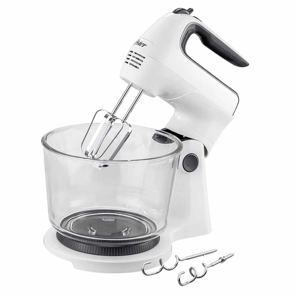 Batidora de Mano y Pedestal Oster con Tazón de Vidrio 6 Velocidades 3.7L 250W