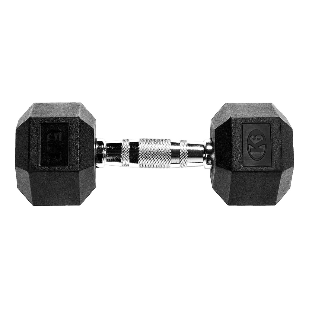 Mancuerna pesa gym hexagonal encauchetada K615 lb 