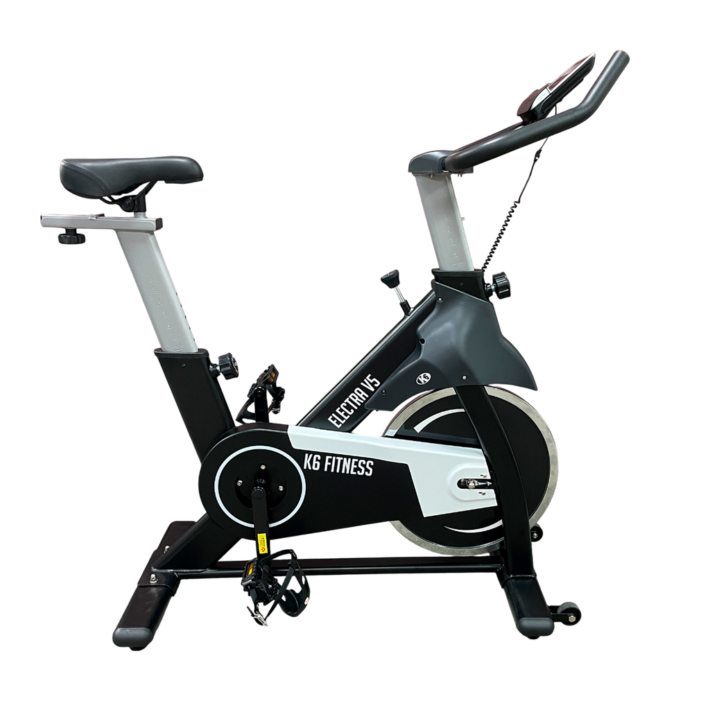 Bicicleta de Spinning K6 Electra V5 con Correa y Volante de 15 kg
