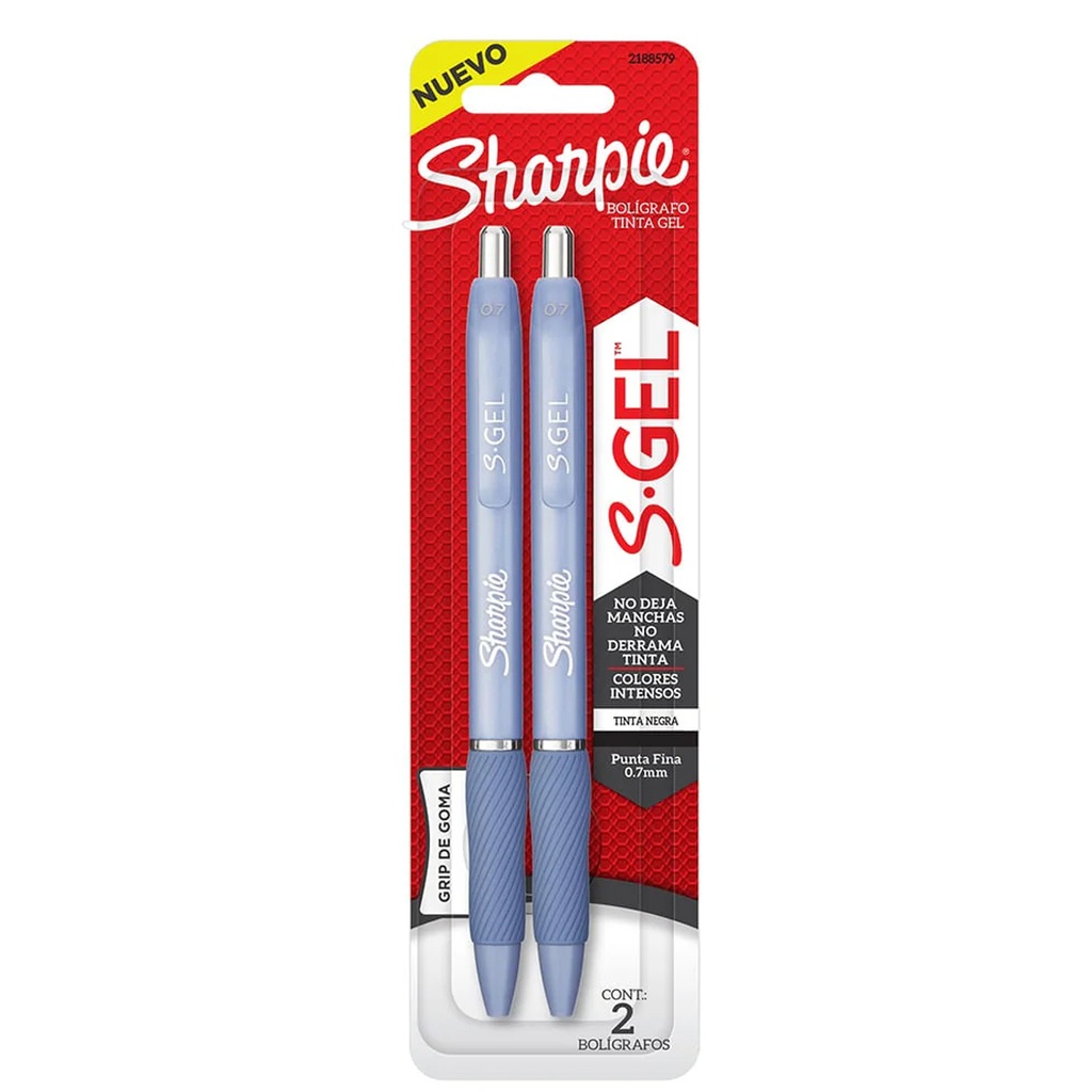 Bolígrafos Punta Fina de Gel Sharpie Bx2 Con Grip de Goma  