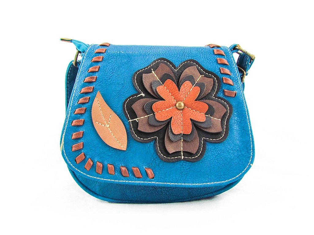 [6575] Bandolero con Flor de Cuero (AZUL)